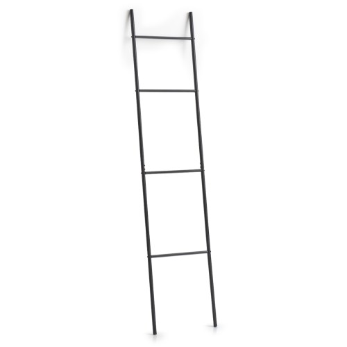 Leiter-Handtuchhalter, Metall lackiert, 38x2x176 cm. Farbe: schwarz. Praktisch und im modernen Industrial-Design kommt dieses Standregal daher.