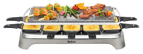 TEFAL RACLETTE-GRILL PIERRADE PR457B [10 Personen; 10 antihaftbeschichtete, spülmaschinengeeignete Pfännchen; Schaber