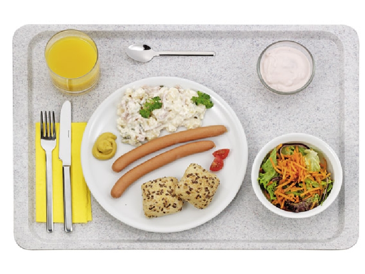 Tablett EASY Gastronorm GN 1/1, Farbe: weiss, aus glasfaserverstärktem Polyesterharz, Länge: 530 mm, Breite: 325 mm, Höhe: 16 mm