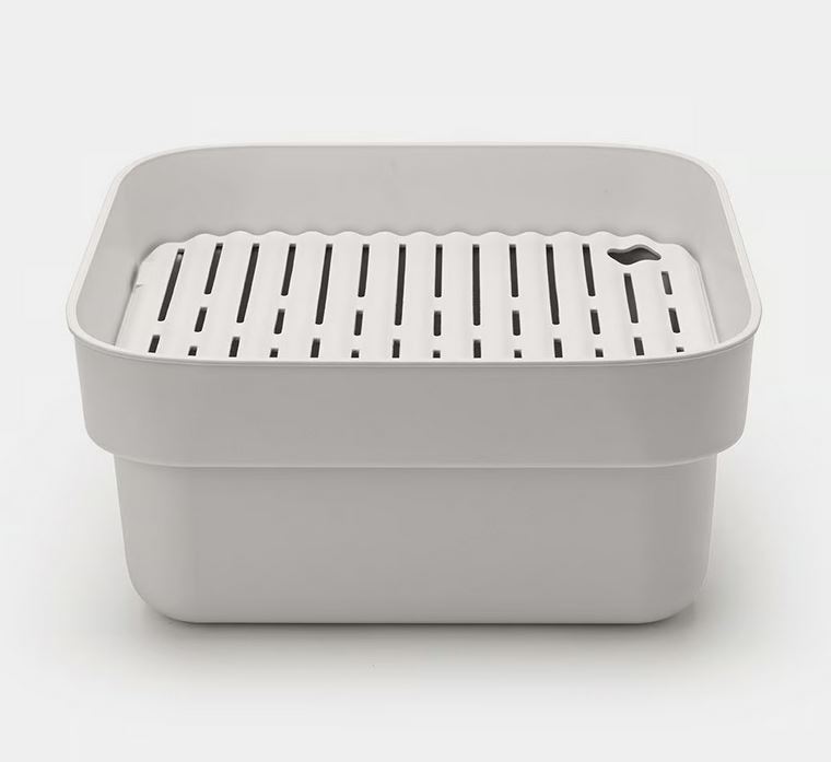 Brabantia Abwaschschüssel mit Abtropfschale in der Farbe grau, Kapazität 15,9 L Höhe: 16,1 cm, Länge: 34,4 cm, Breite: 37,4 cm