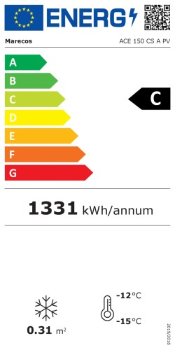 SARO Tiefkühlschrank mit Glastür, Modell ACE 150 CS A PV Made in Europe - Material: (Gehäuse) Edelstahl; (Innenraum) Aluminium - 1 Glastür,