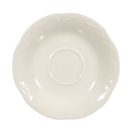 Seltmann Teeuntertasse 13 cm, rund mit Relief, Form: Rubin, weiss cream, hohe Kantenschlagfestigkeit, Made in Germany