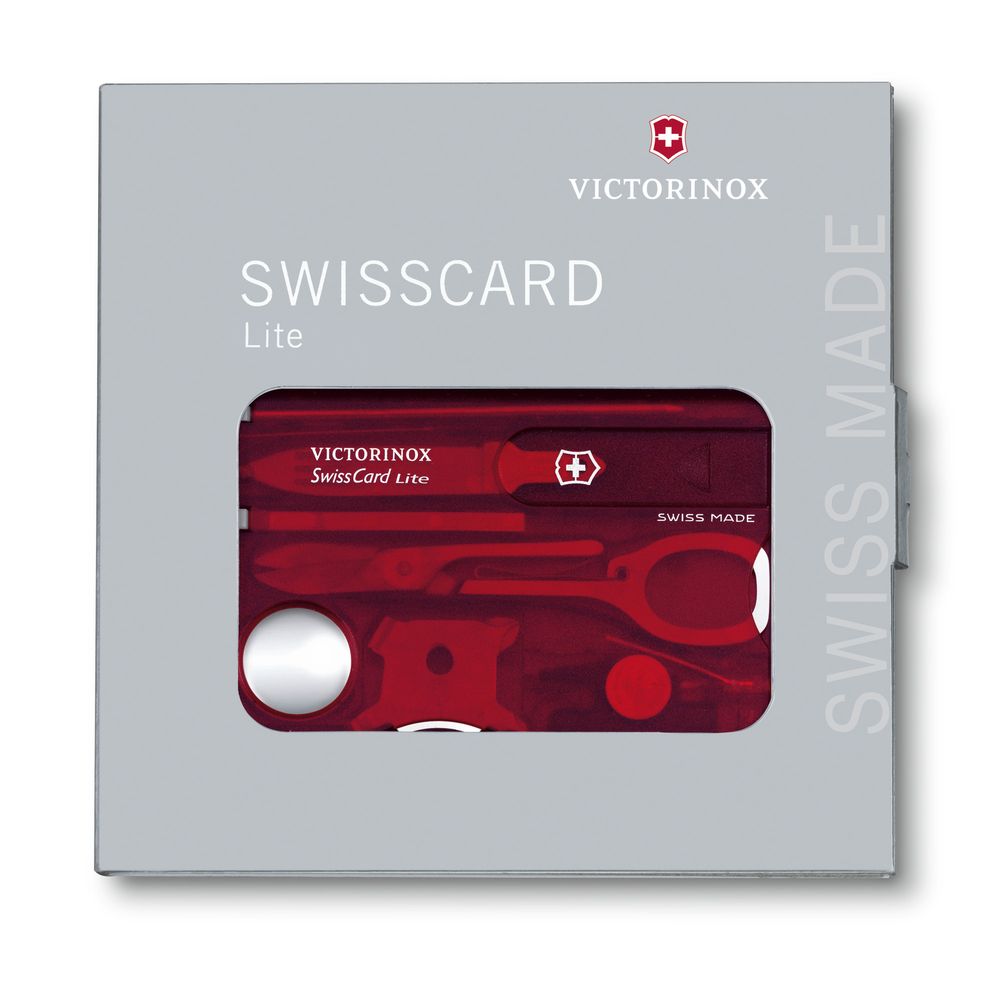 Victorinox SwissCard Lite, rot transparent, LED weiss