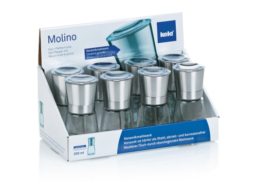 KELA Salz-/Pfeffermühle Molino Glas transparent 13,5cm 6,5cmØ 200,0ml