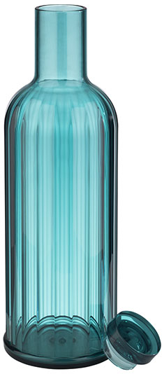 Flasche -STRIPES- Ø 9 cm, H: 28,5 cm, 1 Liter MS, Silikon, türkis nicht spülmaschinengeeignet wasserfest Farbe: Blau
