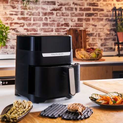 Easy Fry & Grill Precision, 2-in-1, Gesundes Kochen, Heißluftfritteuse + Grill, 8 Automatische Programme, Einstellbare Temperatur, 4,2