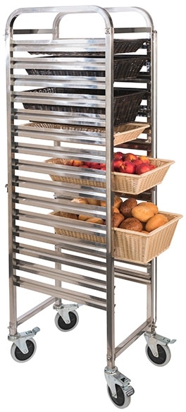 Regalwagen GN 1/1 55 x 38,5 cm, H: 173,5 cm Edelstahl 15 Doppelauflageschienen für max. 30 GN 1/2 Tabletts oder 15 GN 1/1