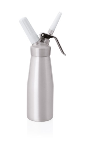 Siphon. Aluminium. mit 3 Spritztüllen und Reinigungsbürste, für die Zubereitung von