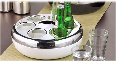 Helios Flaschenkühler PURE, inkl. Kühlakku, Farbe: weiss/chrom, Höhe: 109 mm, Durchmesser: 300 mm