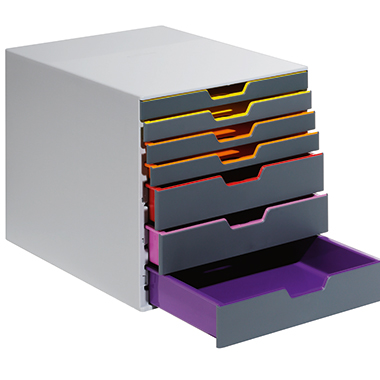 DURABLE Schubladenbox VARICOLOR® 7 DIN A4, DIN C4, Folio, Letter ABS Kunststoff Gehäusefarbe: grau Farbe der Schublade: mehrfarbig 7 Schubfächer