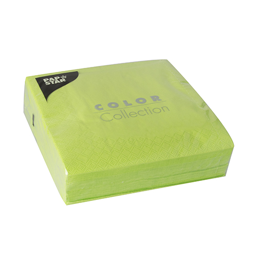 50 Servietten, 3-lagig 1/4-Falz 33 cm x 33 cm limonengrün von PAPSTAR
