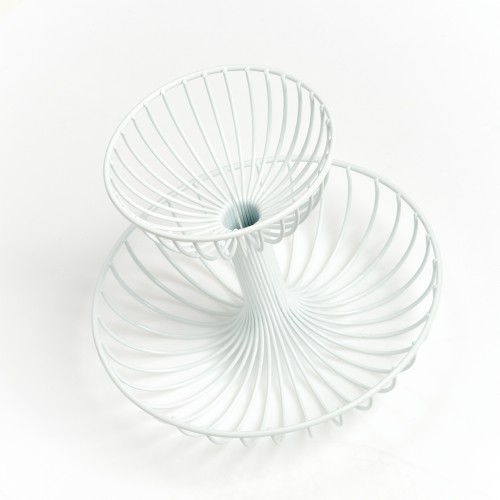 Obst-Etagere, 2-lagig, Metall, weiß. Ø: 290 mm. Höhe: 235 mm.