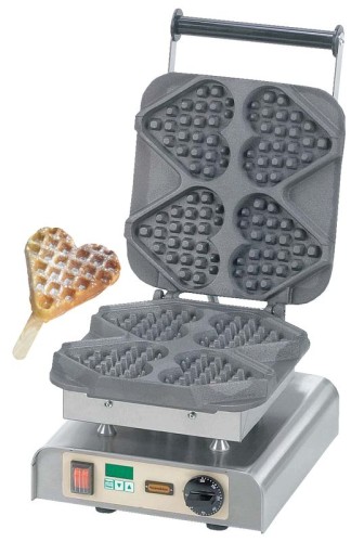 NEUMÄRKER Waffeleisen Herz am Stiel mit Digitaltimer, Backplatten Grauguss 310x340x250 mm