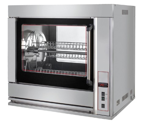 SARO Hähnchen / Drehschwenkgrill Modell BA-4E Made in Europe - Benötigen keinen Rauchabzug - Geringe Leistungsaufnahme - Gleichmäßiges