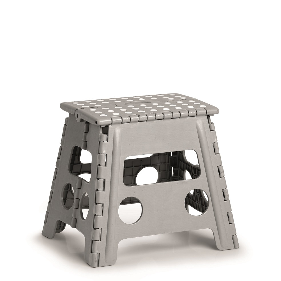 Zeller Klapphocker aus Kunststoff, Farbe: grau, 37 x 30 x 32 cm