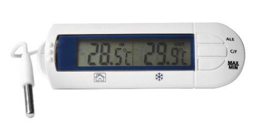 SARO Fühlerthermometer digital Tiefkühl mit Alarm Modell 4719 - Elektronisches Thermometer für Kühl- und Gefrierschrank - Drahtsondenlänge