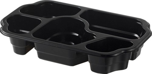 Duni PP-Schale Take-away 250 x 159 x 46 mm Schwarz 5-Teilung, 240 Stk/Krt (1 x 240 Stk)