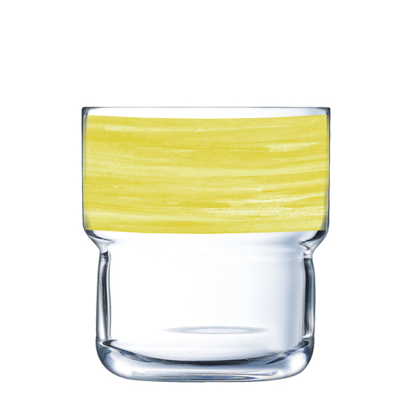 Stapelbecher 0,22 l aus gehärtetem Glas Form BRUSH LOG Yellow / Gelb von Arcoroc