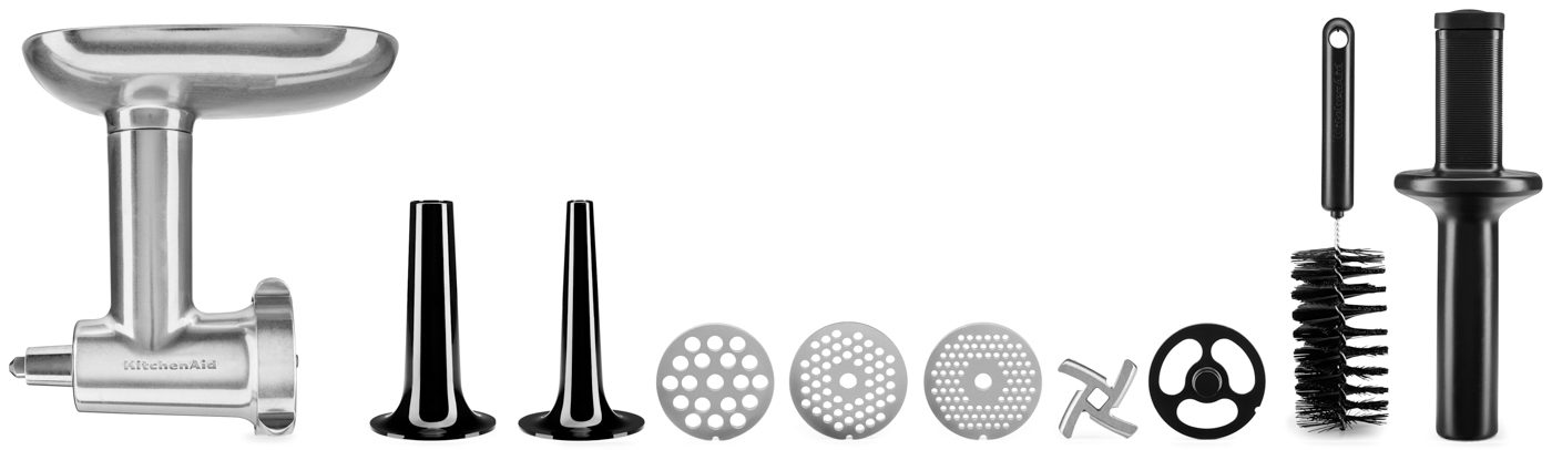 Bartscher Fleischwolf Alu II für KitchenAid | Setbestehend aus: 1 Aufsatztablett ,1 Lochscheibe 3mm | Maße: 14 x 22 x 22,5 cm. Gewicht: 1,2 kg