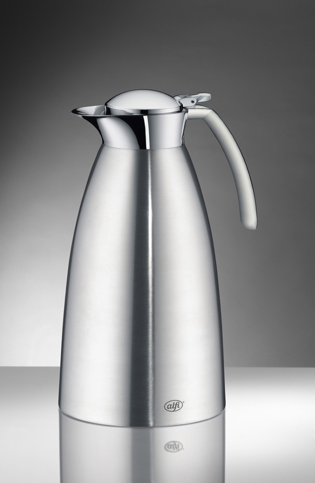 Isolierkanne Alfi GUSTO TT, Inhalt: 1,5 Liter, Höhe: 273 mm, Durchmesser (Öffnung): 47 mm, aus mattiertem Edelstahl, Einhandbedienung,