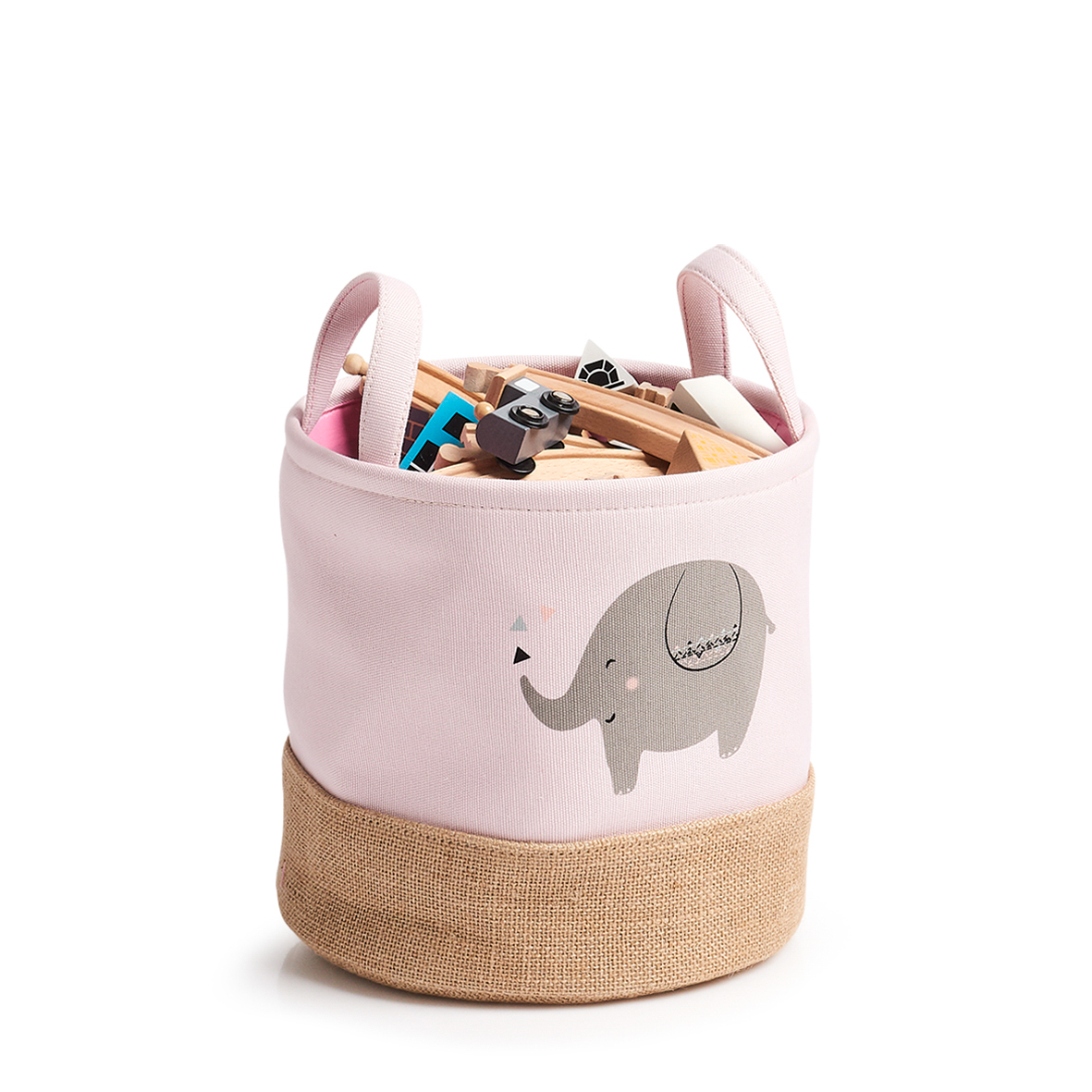 Aufbewahrungskorb, Polyester; Jute; EVA, Ø25x25 cm. Farbe: rosé. Mit diesem Aufbewahrungskorb fällt Groß und Klein das Aufräumen nicht mehr