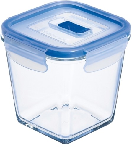 Pure Box Active quadr. 75cl m. Dkl. * - Luminarc Transparent (gehärtet) / - blauer PP Deckel m.Ventil