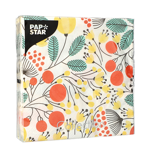 20 Servietten, 3-lagig 1/4-Falz 33 cm x 33 cm "Vegetal" von PAPSTAR