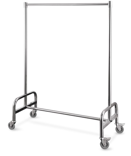 Garderobenwagen. Chromnickelstahl. 4 schwenkbare Rollen Ø 10 cm, davon 2 mit Feststeller,