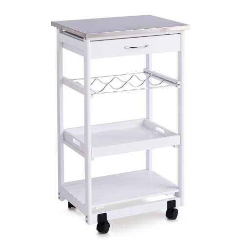 Zeller Küchenrollwagen m. Edelstahltop, weiß