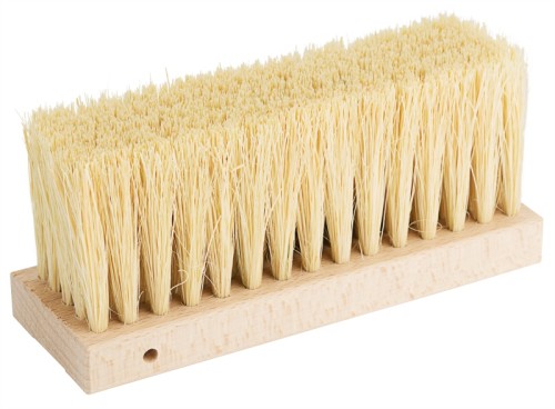 Ersatzbürste mit Naturborsten für Pizzaofenbürste aus Edelstahl 18/10, seidenmatt poliert, starre Stange (Ø 1,8 cm) mit zwei