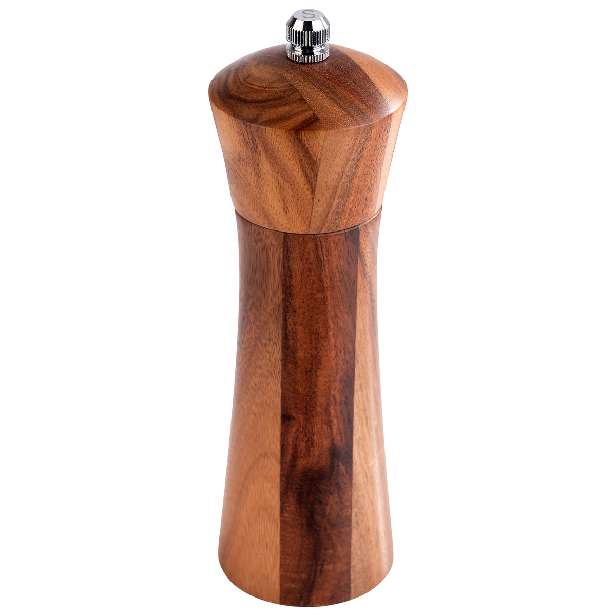 Salzmühle, Ø 5 cm, H: 17 cm, Akazienholz, Mahlwerk aus Edelstahl, Schaft aus Edelstahl