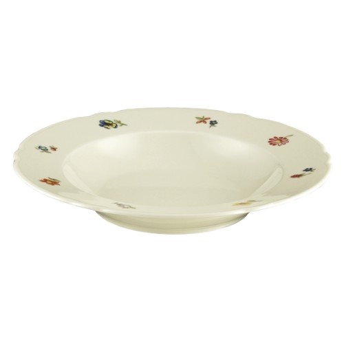 Seltmann Suppenteller 23 cm Fahne, Form: Marieluise, Glasur: elfenbein, Dekor: 44714 Blütenmeer