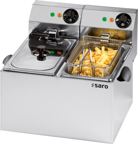 SARO Fritteuse Modell PROFRI 44 Made in Europe - Material: Edelstahl - Abgerundetes, herausnehmbares Becken mit Kältezone - Stufenlose