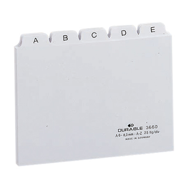 DURABLE Leitkarte DIN A6 quer A-Z Kunststoff weiß 25 Registerblätter