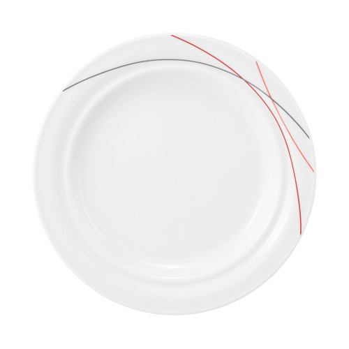 Seltmann Teller flach 25,5 cm (Systemteller), rund, Form: Community, Dekor: 57402 Red Line, hohe Kantenschlagfestigkeit, Made in Germany