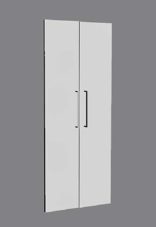 Vorbautüren-Set MODUS, Farbe: lichtgrau, zu Einzelregal 80 x 38 x 185cm, 5 Ordnerhöhen, Griffe Edelstahl.