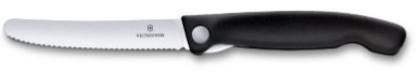 Victorinox Gemüsemesser faltbar, Swiss Classic, Wellenschliff mit einklappbarer Klinge Farbe: schwarz