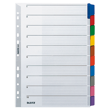 Leitz Ordnerregister DIN A4 blanko Karton grau 10 Registerblätter