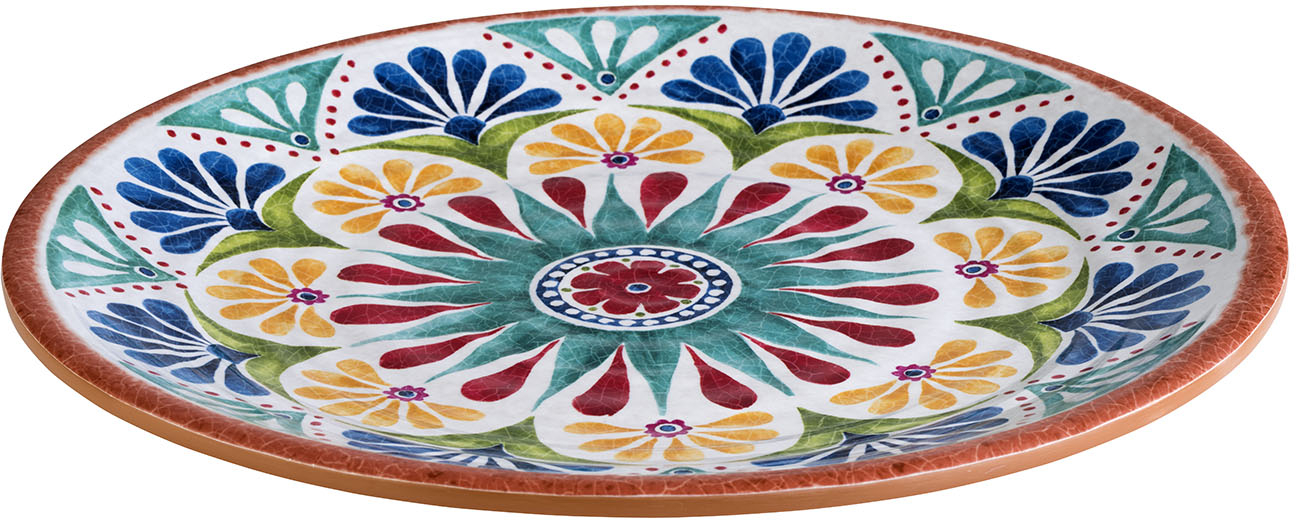 Teller -ARABESQUE- Ø 26,5 cm, H: 2 cm Melamin innen: Dekor außen: Terrakottaoptik spülmaschinengeeignet stapelbar nicht