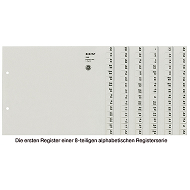 Leitz Registerserie DIN A4, Überbreite A-Z Tauenpapier, recycelt grau 120 Registerblätter