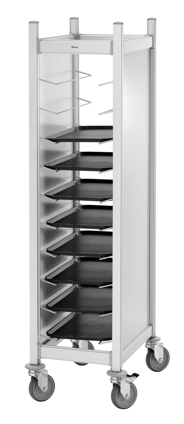 Bartscher Tablettwagen AT1000-GN | AnzahlEinschübe: 10 | Maße: 46 x 69 x 167,5 cm. Gewicht:21,6 kg