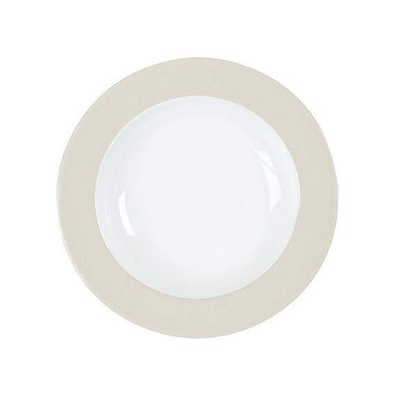 Teller tief 22 cm - Form: Table Selection - Dekor, 68567 creme - aus Porzellan. Hersteller:, Eschenbach. "Made in Germany".