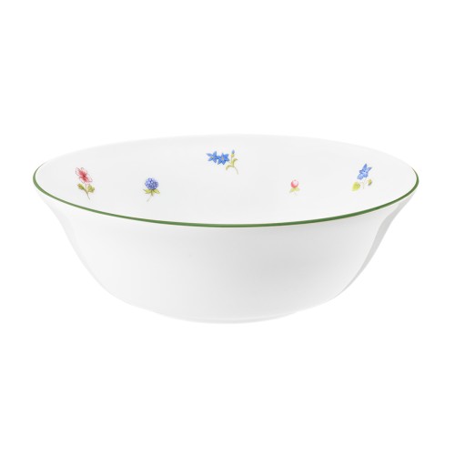 Seltmann Schüssel rund 18 cm, rund, Form: Community, Dekor: 57389 Streublume grüne Linie, hohe Kantenschlagfestigkeit, Made in Germany