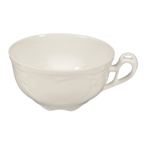Seltmann Teeobertasse 0,21 l, rund mit Relief, Form: Rubin, weiss cream, hohe Kantenschlagfestigkeit, Made in Germany