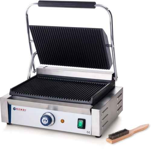 HENDI Kontaktgrill - Panini - 430x370x(H)210 mm - oben und unten gerillt - 2200 W