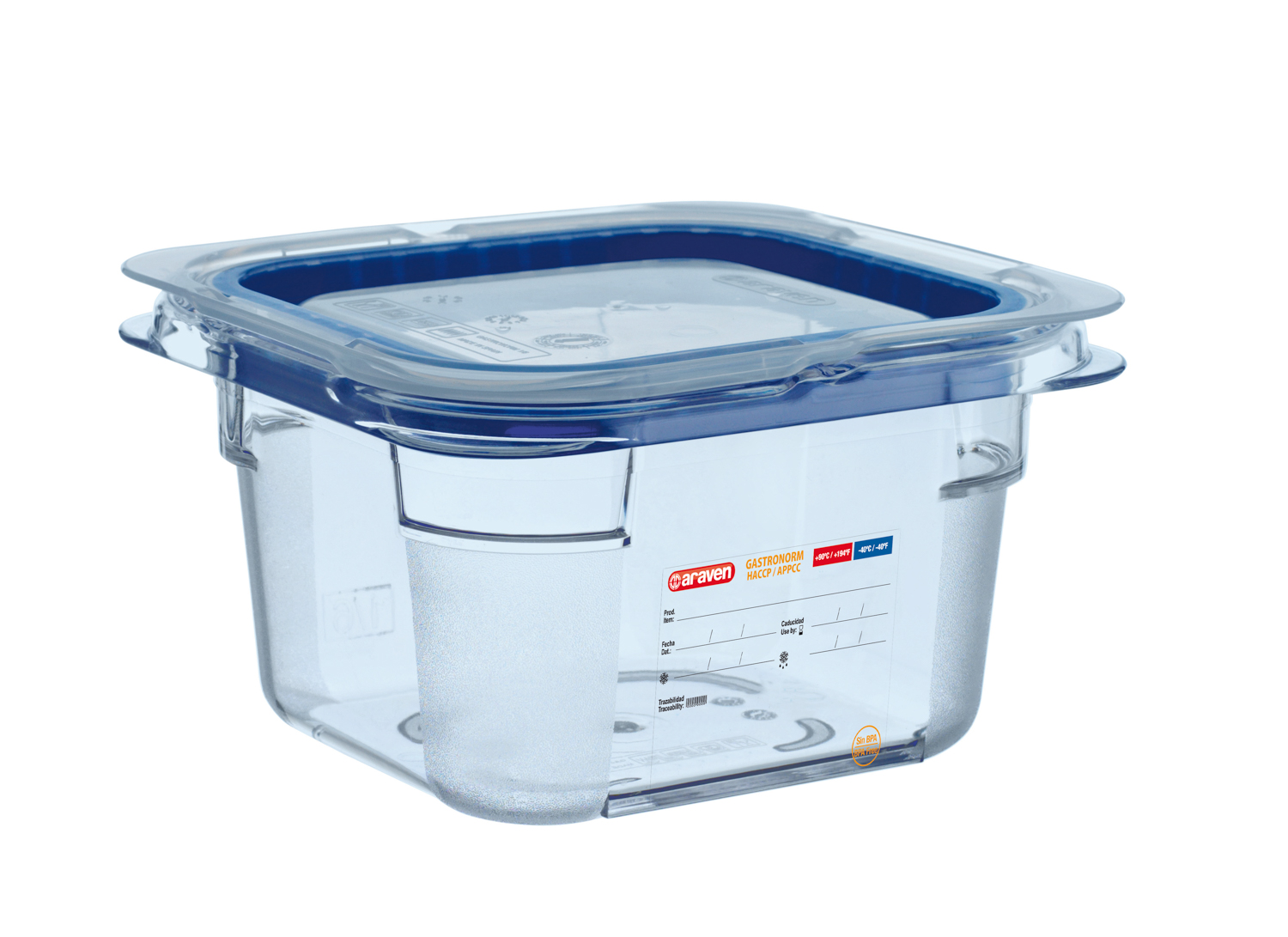 ARAVEN luftdichter Behälter mit Deckel GN 1/6 100mm Höhe und 1,25 Liter Fassungsvermögen, BPA-frei