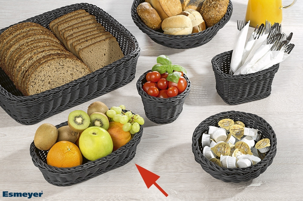 APS Baguette Korb, oval 28 x 16 cm, H: 8 cm Polypropylen, schwarz -PROFI LINE-