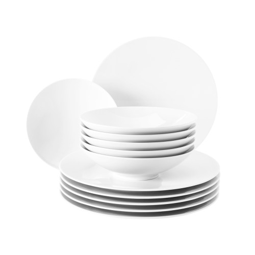 Seltmann Tafelservice 12-teilig Life, rund, Form: Life, weiss, hohe Kantenschlagfestigkeit, Made in Germany