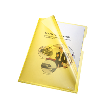 Bene Sichthülle DIN A4 oben, rechts offen dokumentenecht PVC/Hartfolie gelb glänzend 100 St./Pack.