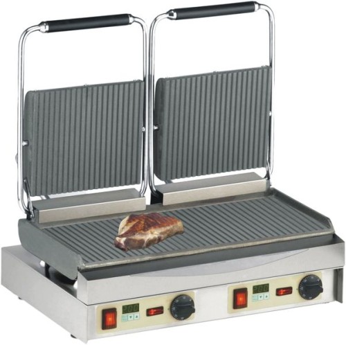 NEUMÄRKER Kamtschatka-Grill - oben/unten geriffelt mit Digitaltimern 585x400x230/590 mm